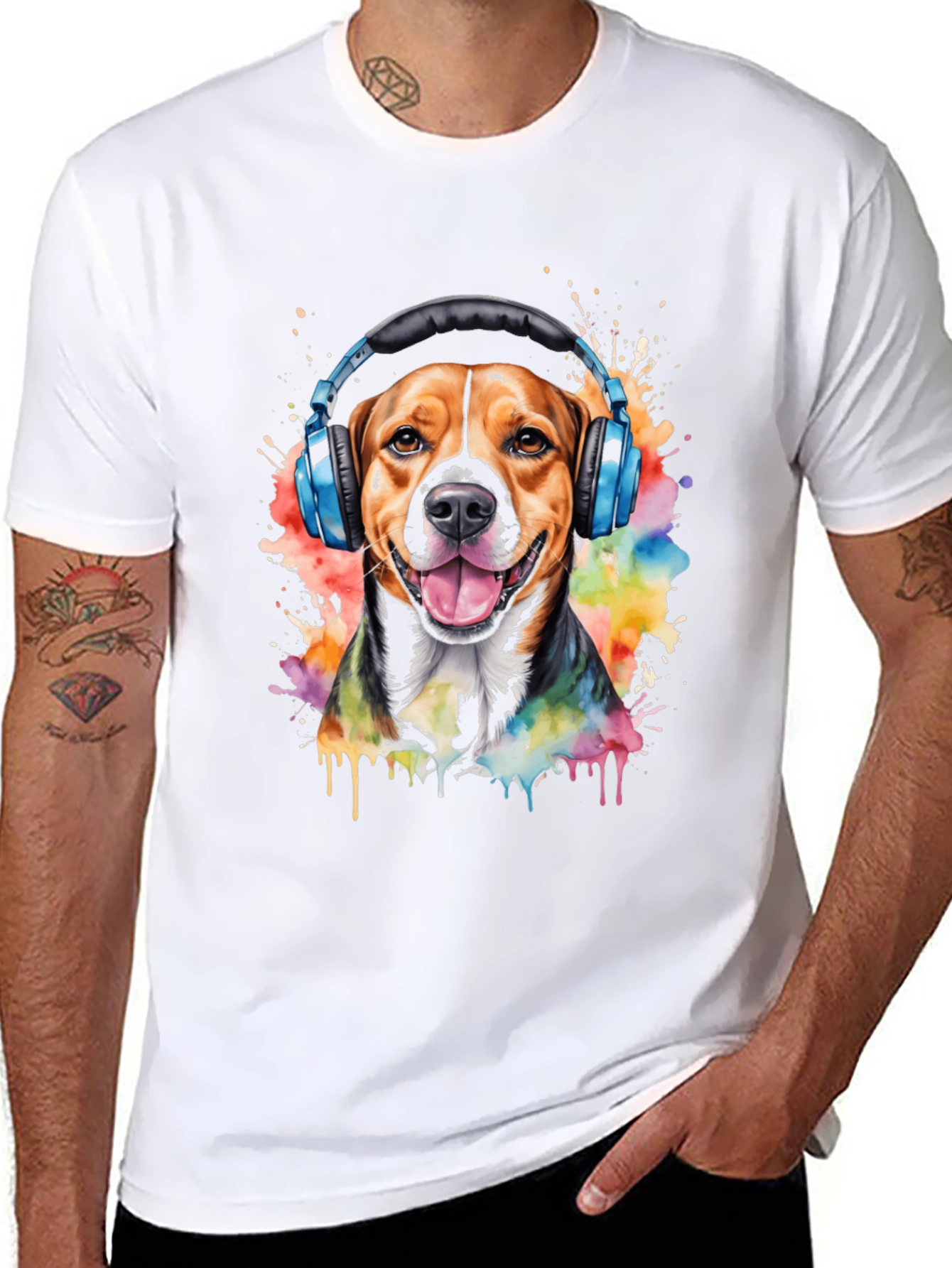 Dog with Headphones Graphic Tee