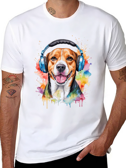 Dog with Headphones Graphic Tee