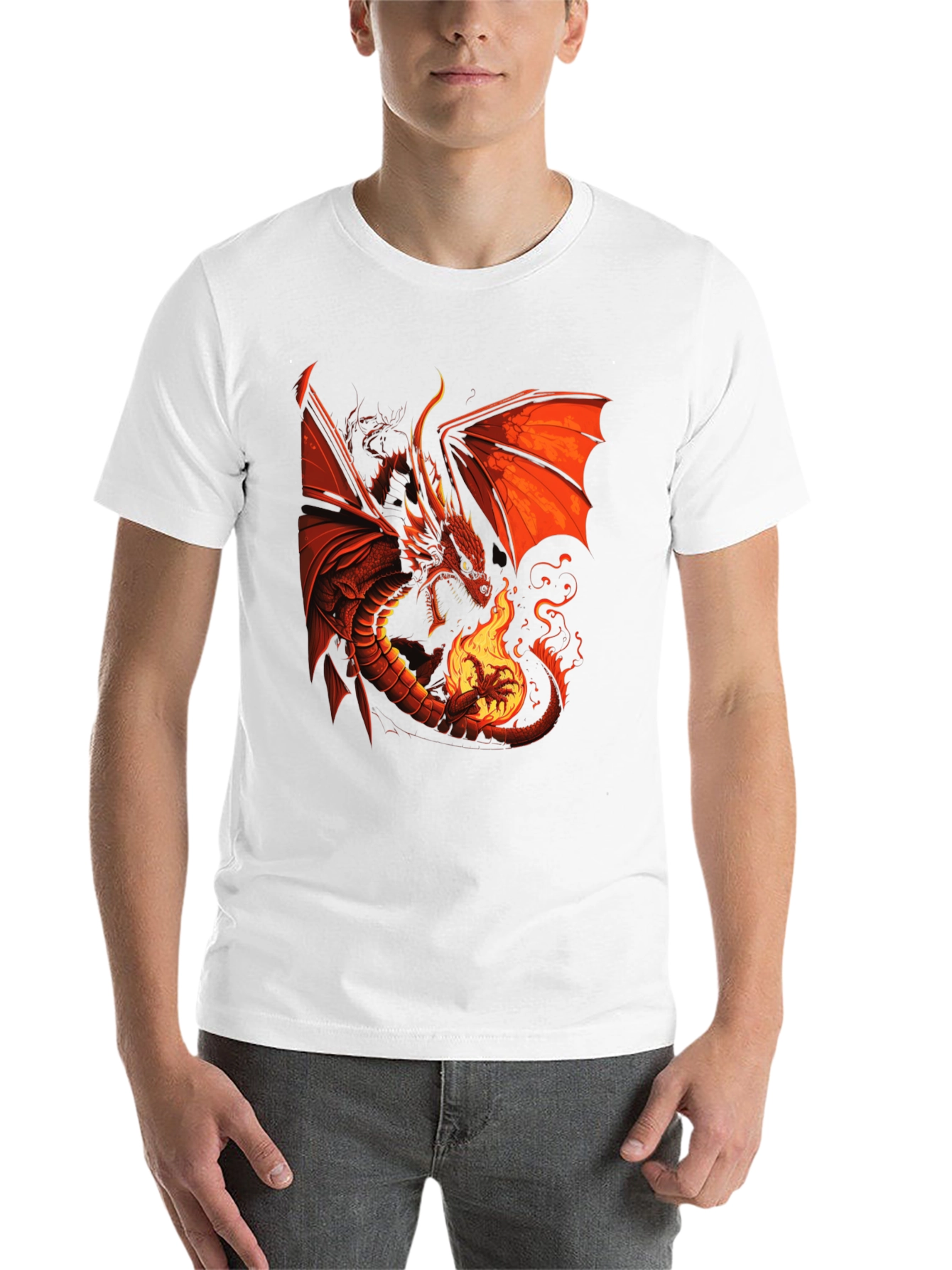 Fiery Dragon Graphic T-Shirt - Bold Statement Tee