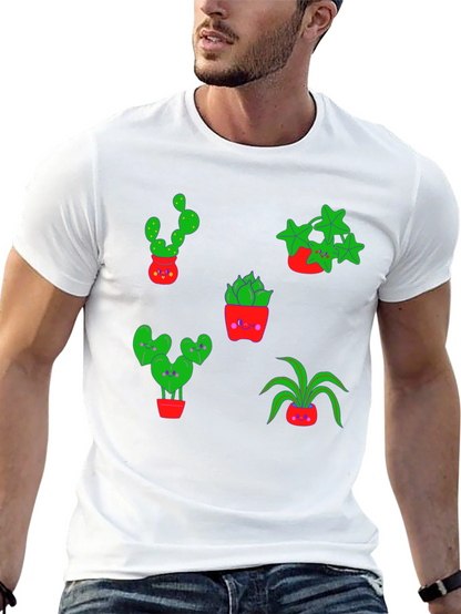 Cute Plants Graphic Tee - Black