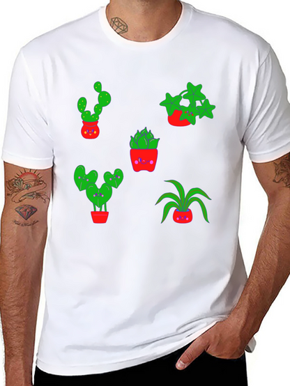 Cute Plants Graphic Tee - Black