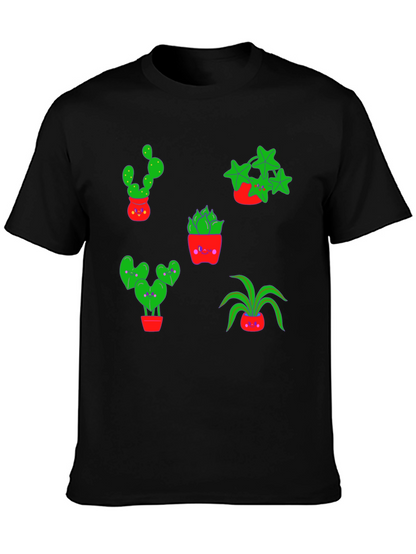 Cute Plants Graphic Tee - Black