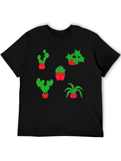 Cute Plants Graphic Tee - Black
