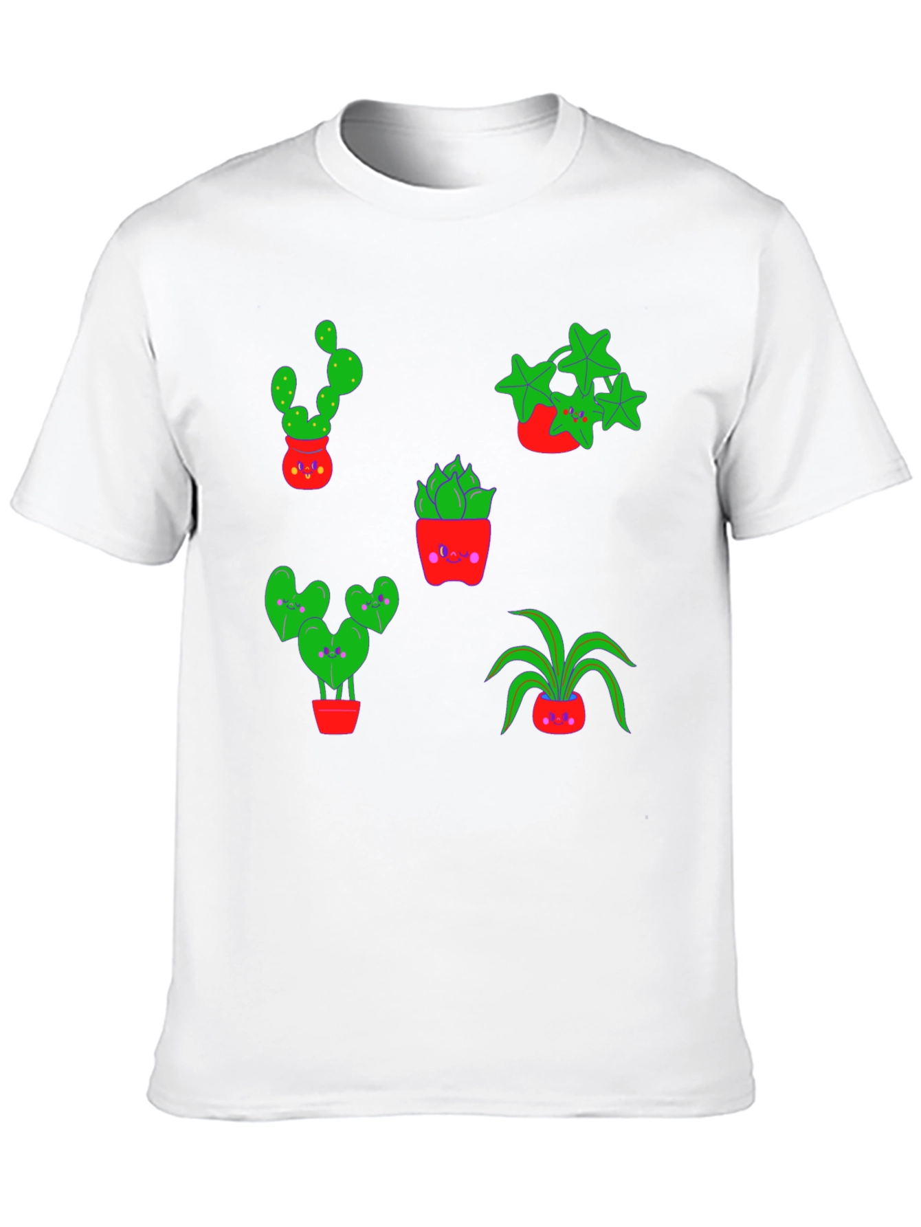 Cute Plants Graphic Tee - Black
