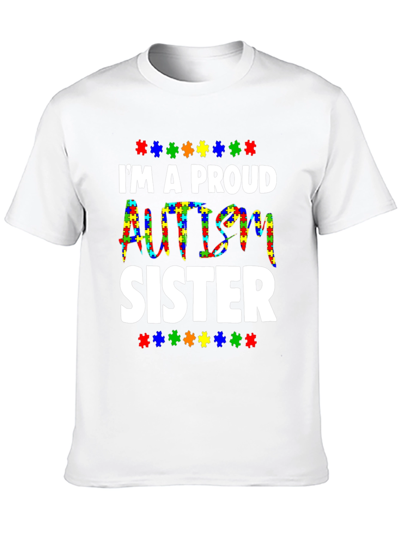 Proud Autism Sister T-Shirt - Puzzle Piece Design