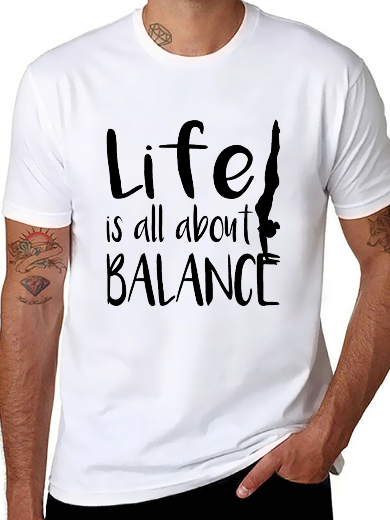 Life Balance Graphic Tee - Black Cotton Blend