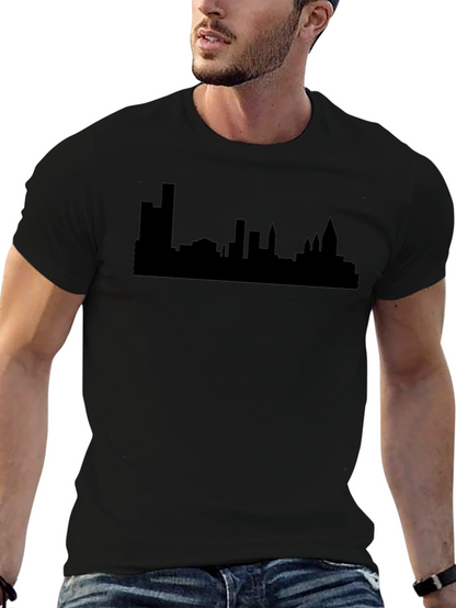 Cityscape Silhouette Graphic Tee - Modern Urban Style