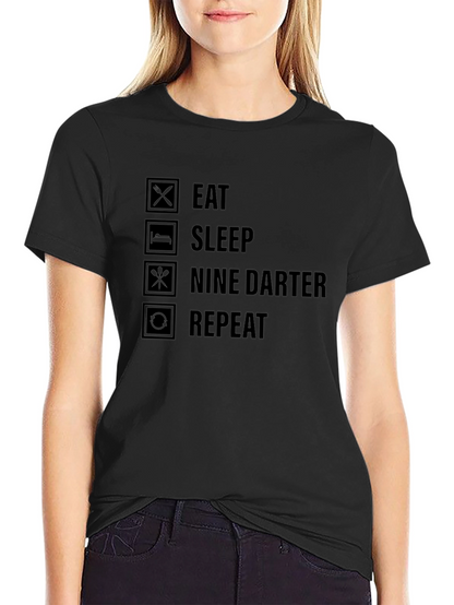 Eat Sleep Nine Darter Repeat Black T-Shirt