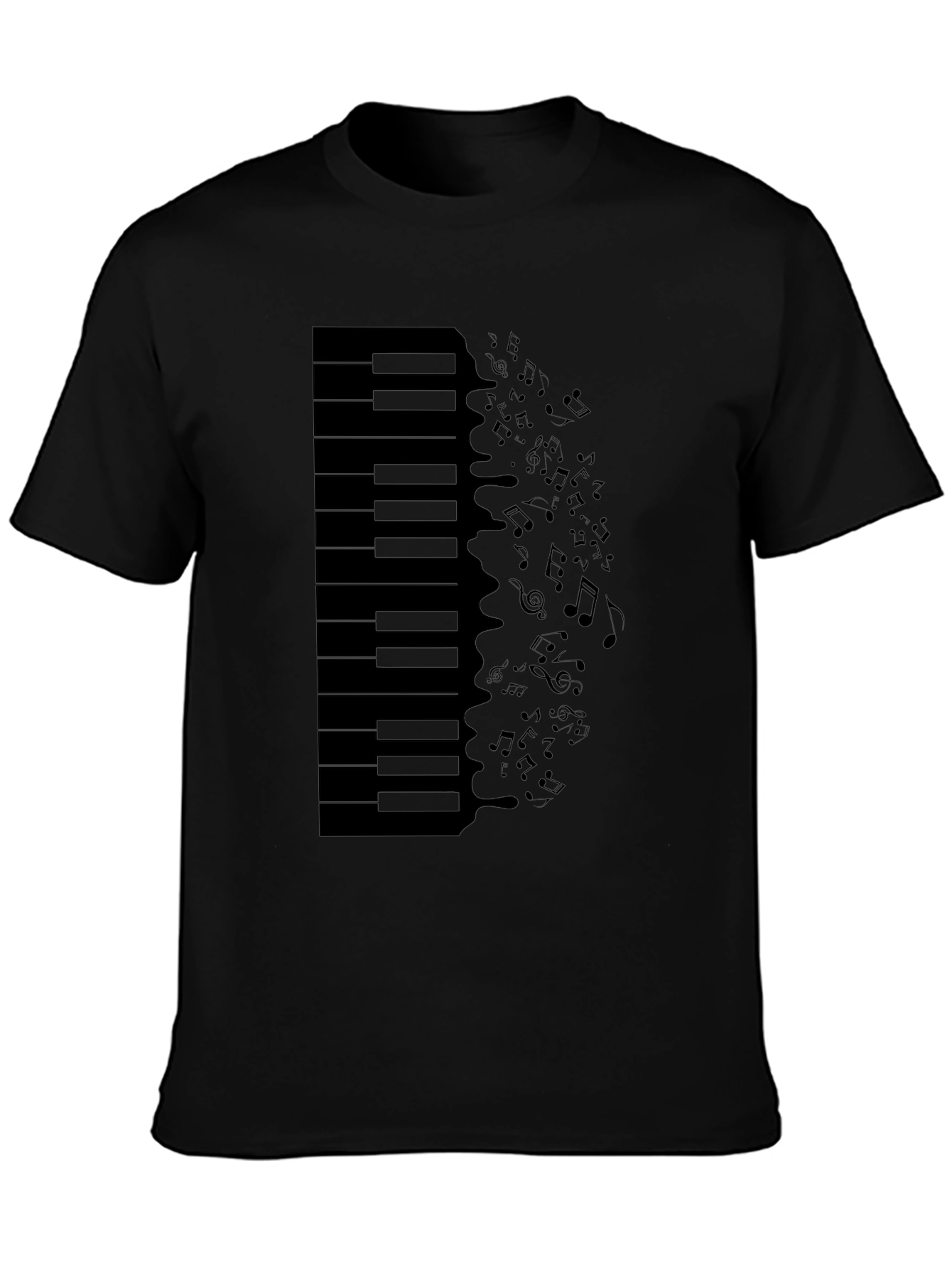 Piano Keys & Notes Graphic Tee - Black T-Shirt