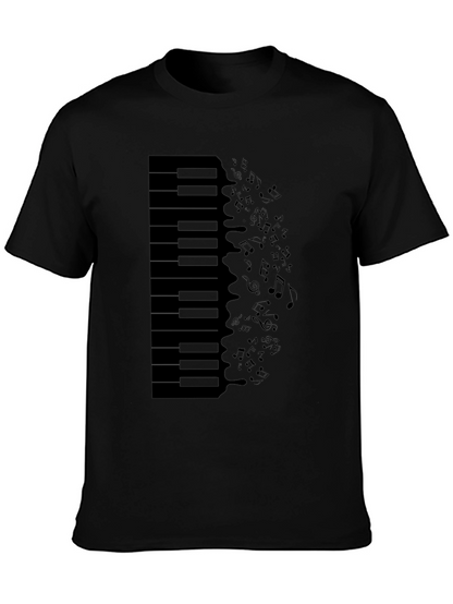 Piano Keys & Notes Graphic Tee - Black T-Shirt