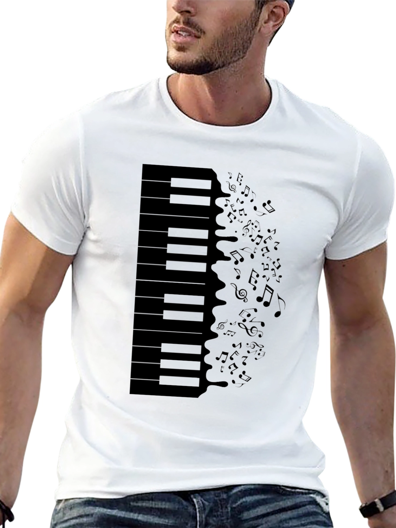 Piano Keys & Notes Graphic Tee - Black T-Shirt