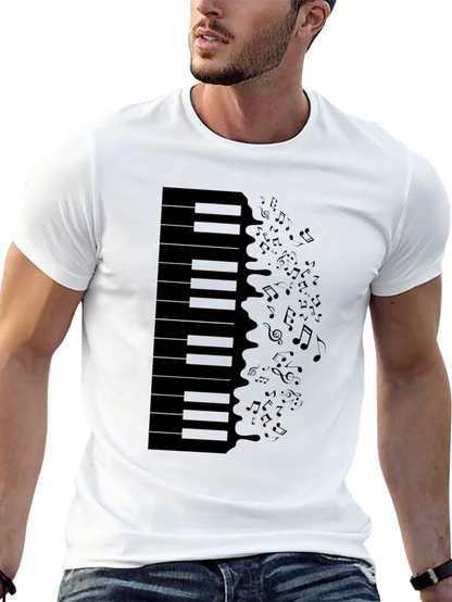 Piano Keys & Notes Graphic Tee - Black T-Shirt