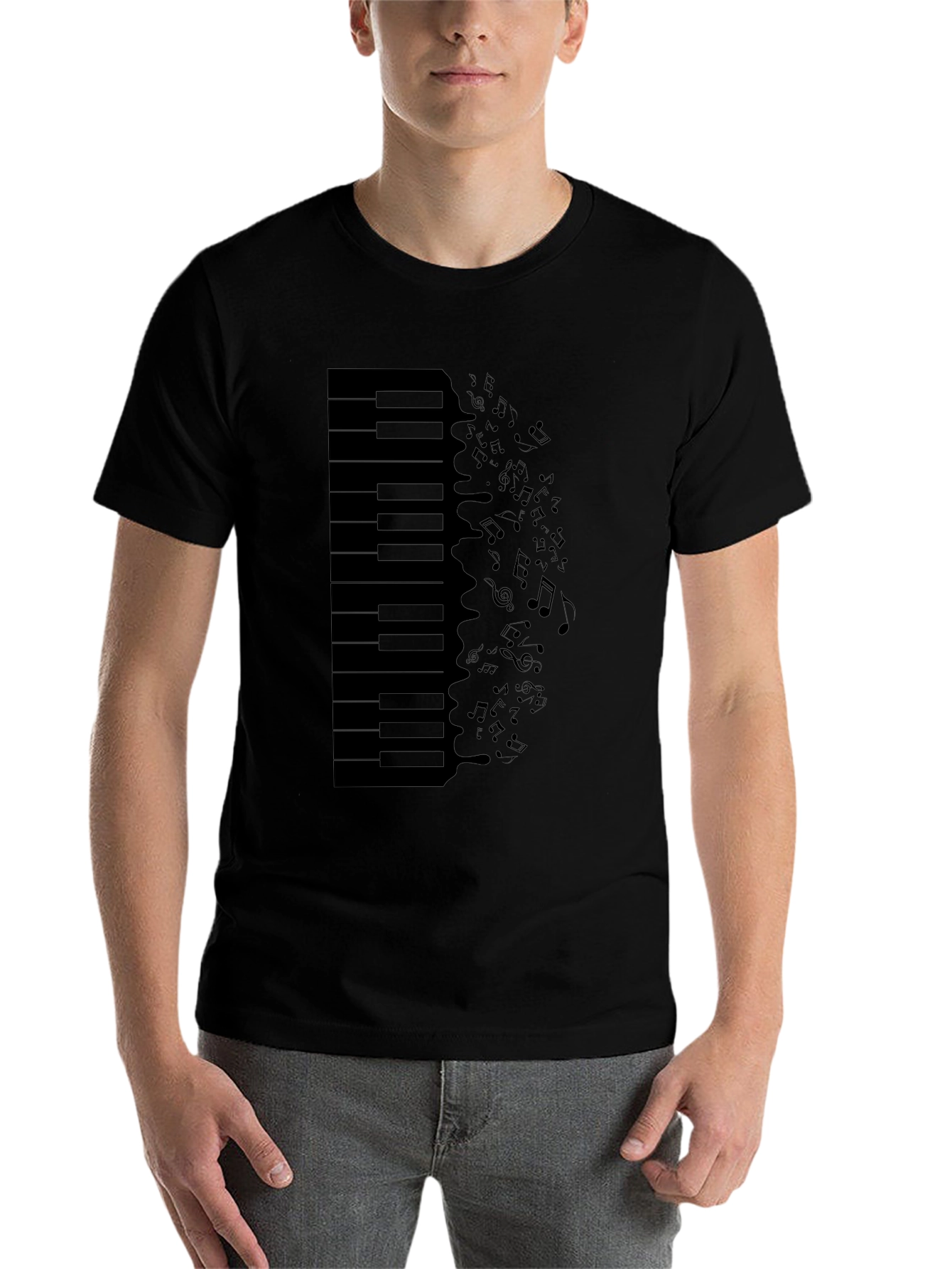 Piano Keys & Notes Graphic Tee - Black T-Shirt