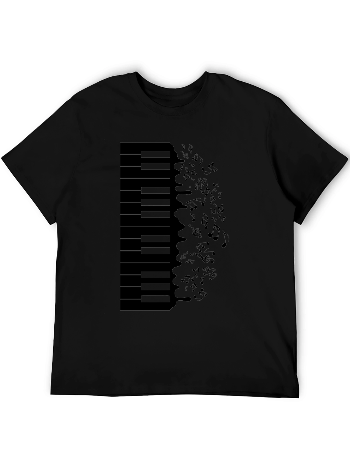 Piano Keys & Notes Graphic Tee - Black T-Shirt