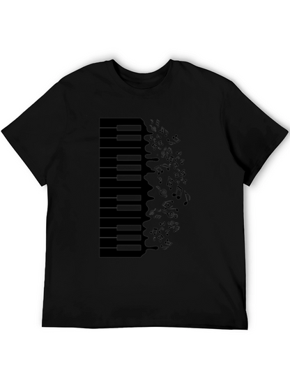 Piano Keys & Notes Graphic Tee - Black T-Shirt
