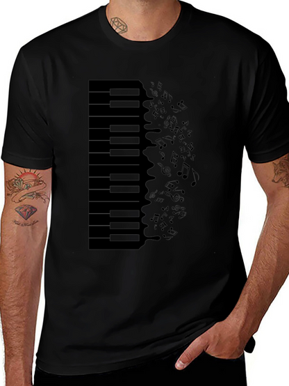 Piano Keys & Notes Graphic Tee - Black T-Shirt