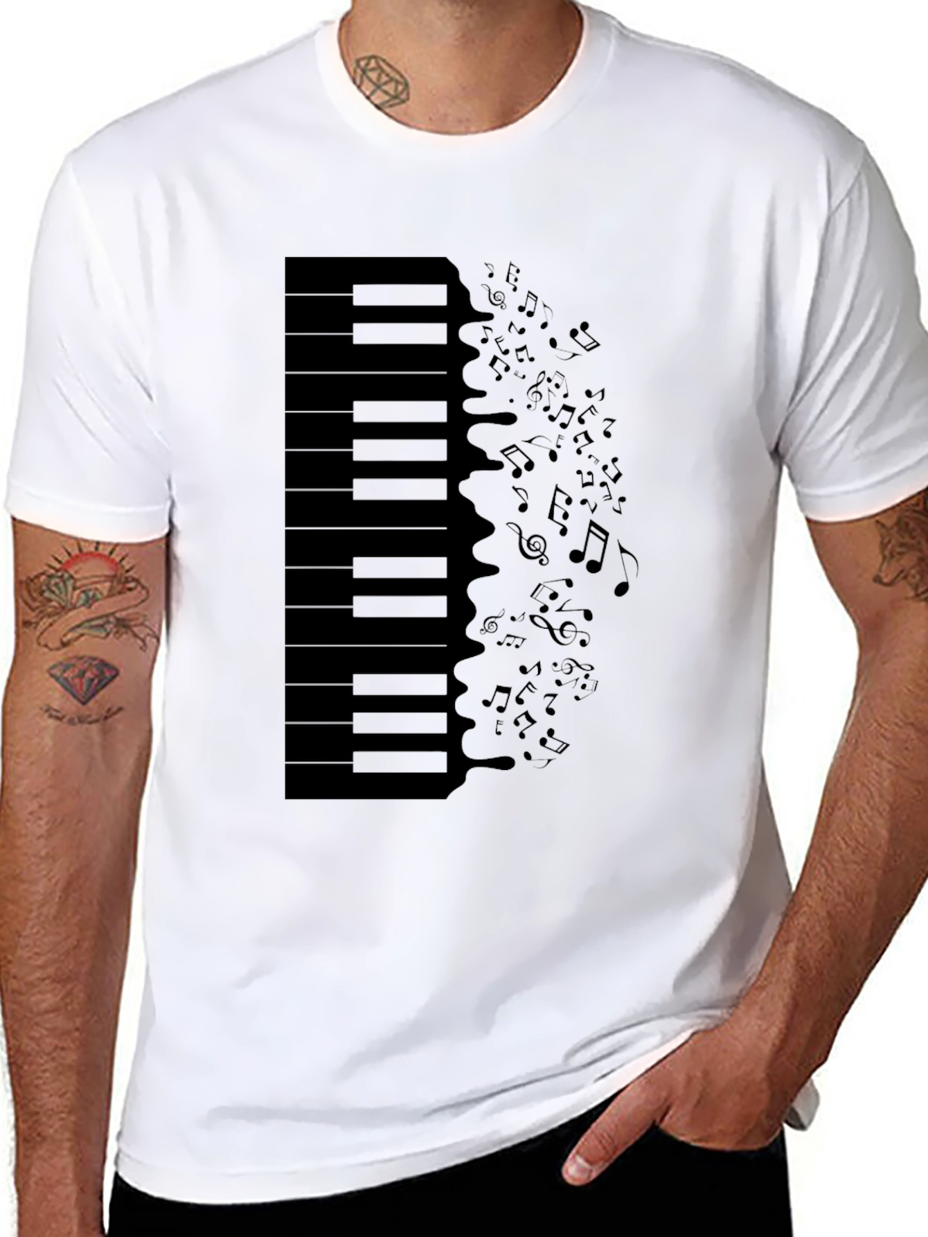 Piano Keys & Notes Graphic Tee - Black T-Shirt