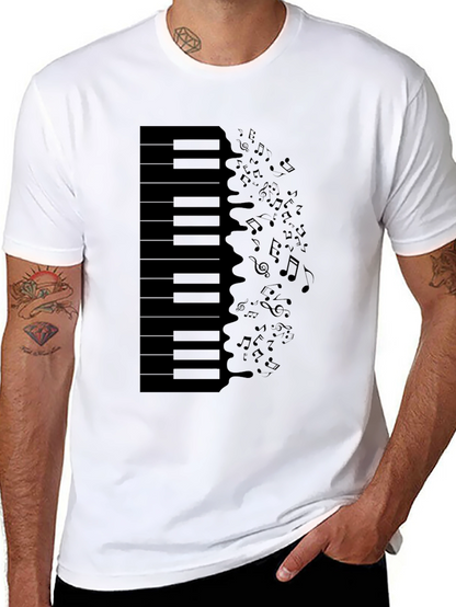 Piano Keys & Notes Graphic Tee - Black T-Shirt