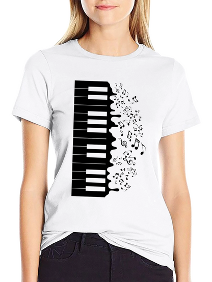 Piano Keys & Notes Graphic Tee - Black T-Shirt