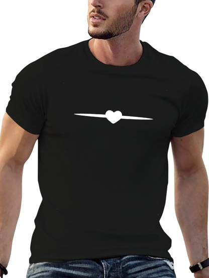 Heart Line Black T-Shirt - Stylish Casual Wear