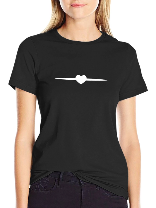 Heart Line Black T-Shirt - Stylish Casual Wear
