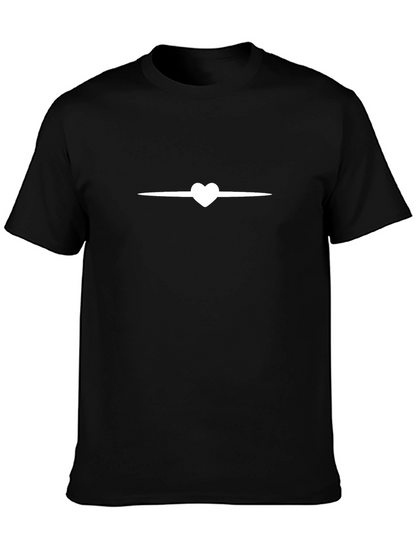 Heart Line Black T-Shirt - Stylish Casual Wear