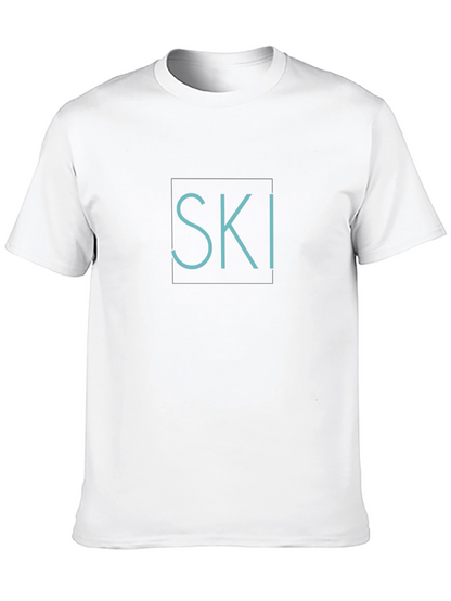 Mens Black T-Shirt - Ski Design