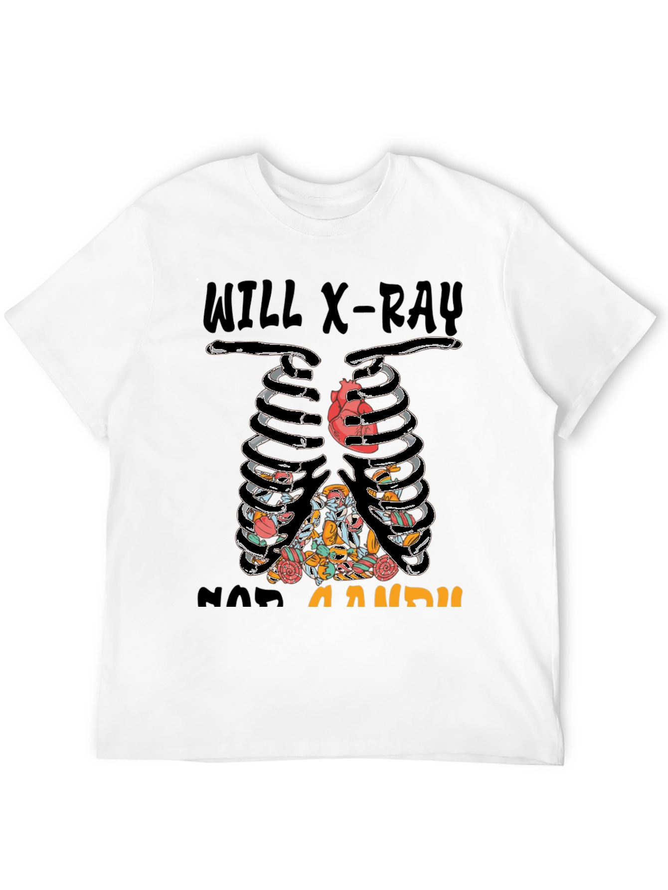 X-Ray Skeleton Candy Heart Graphic T-Shirt