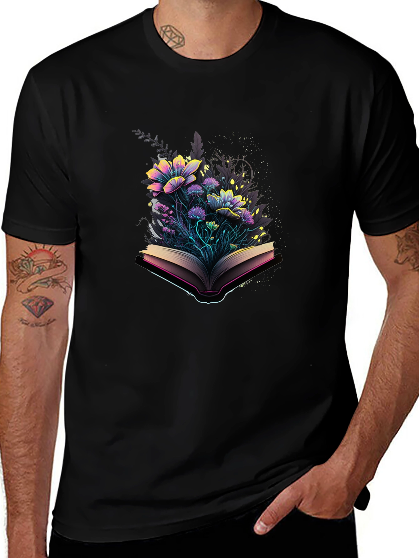 Floral Book T-Shirt - Literary Style