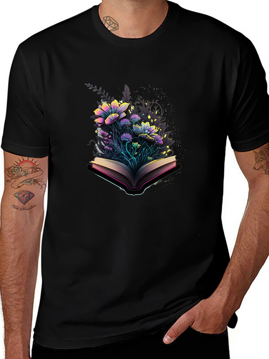 Floral Book T-Shirt - Literary Style