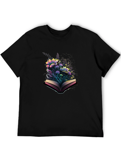 Floral Book T-Shirt - Literary Style
