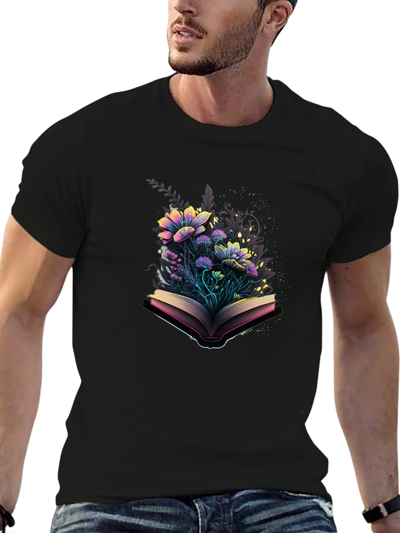 Floral Book T-Shirt - Literary Style