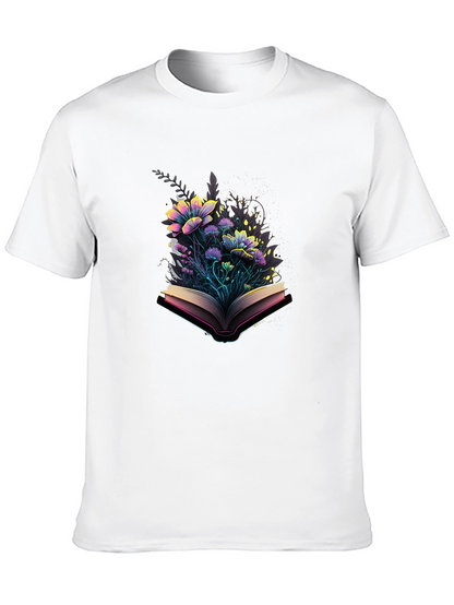Floral Book T-Shirt - Literary Style