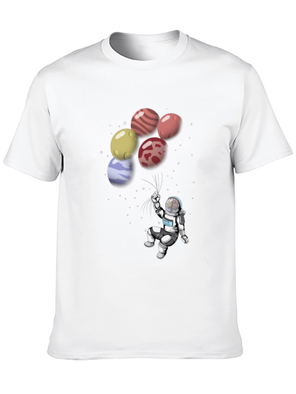 Astronaut Planet Balloon Graphic T-Shirt