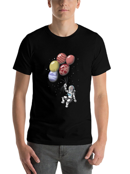 Astronaut Planet Balloon Graphic T-Shirt