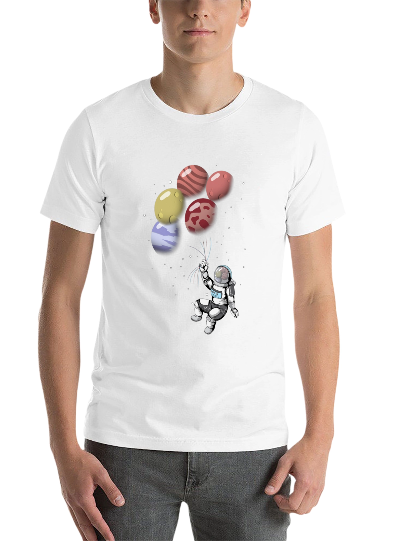 Astronaut Planet Balloon Graphic T-Shirt
