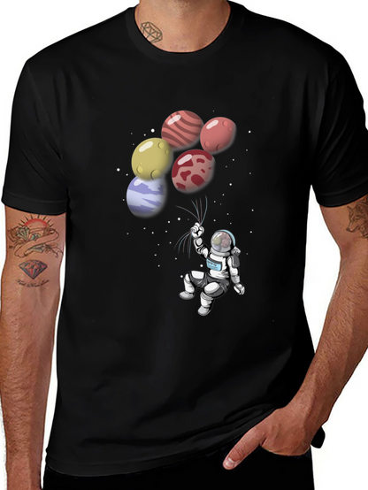 Astronaut Planet Balloon Graphic T-Shirt
