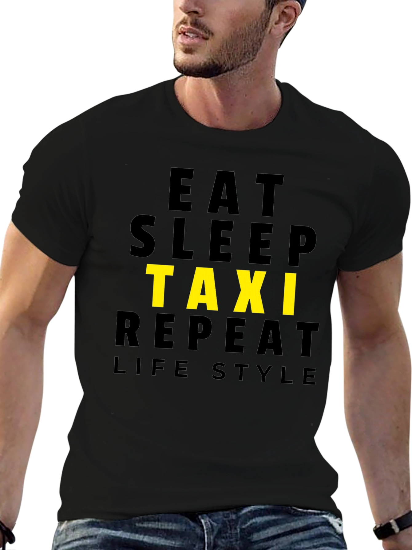 Eat Sleep Taxi Repeat Lifestyle Black T-Shirt