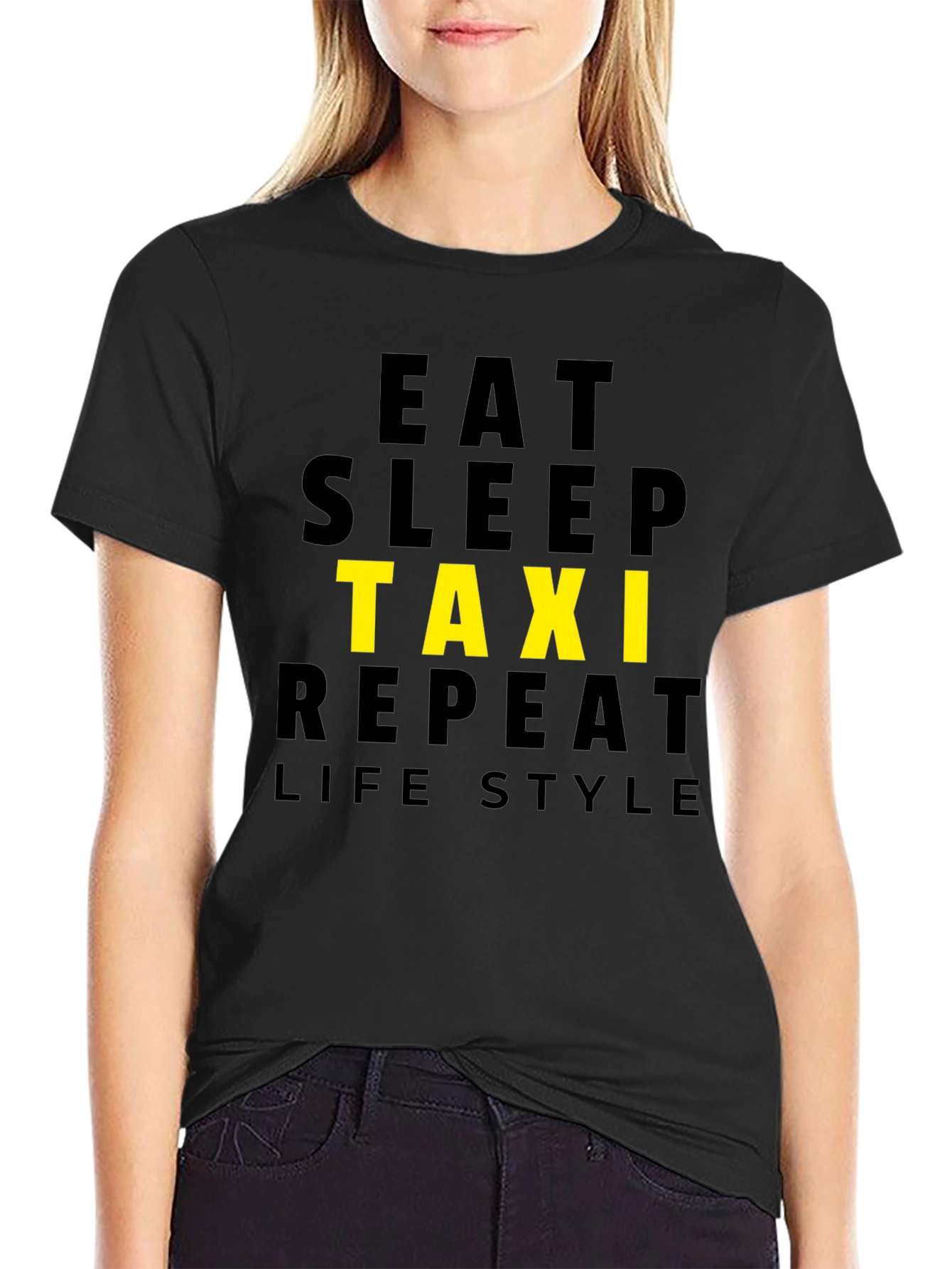 Eat Sleep Taxi Repeat Lifestyle Black T-Shirt