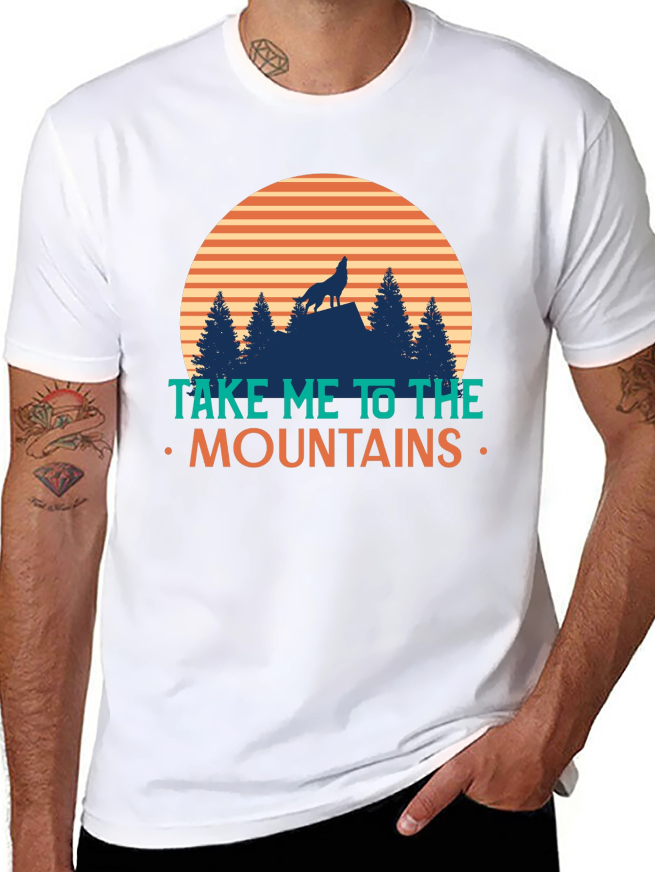 Take Me To The Mountains T-Shirt - Wolf Design