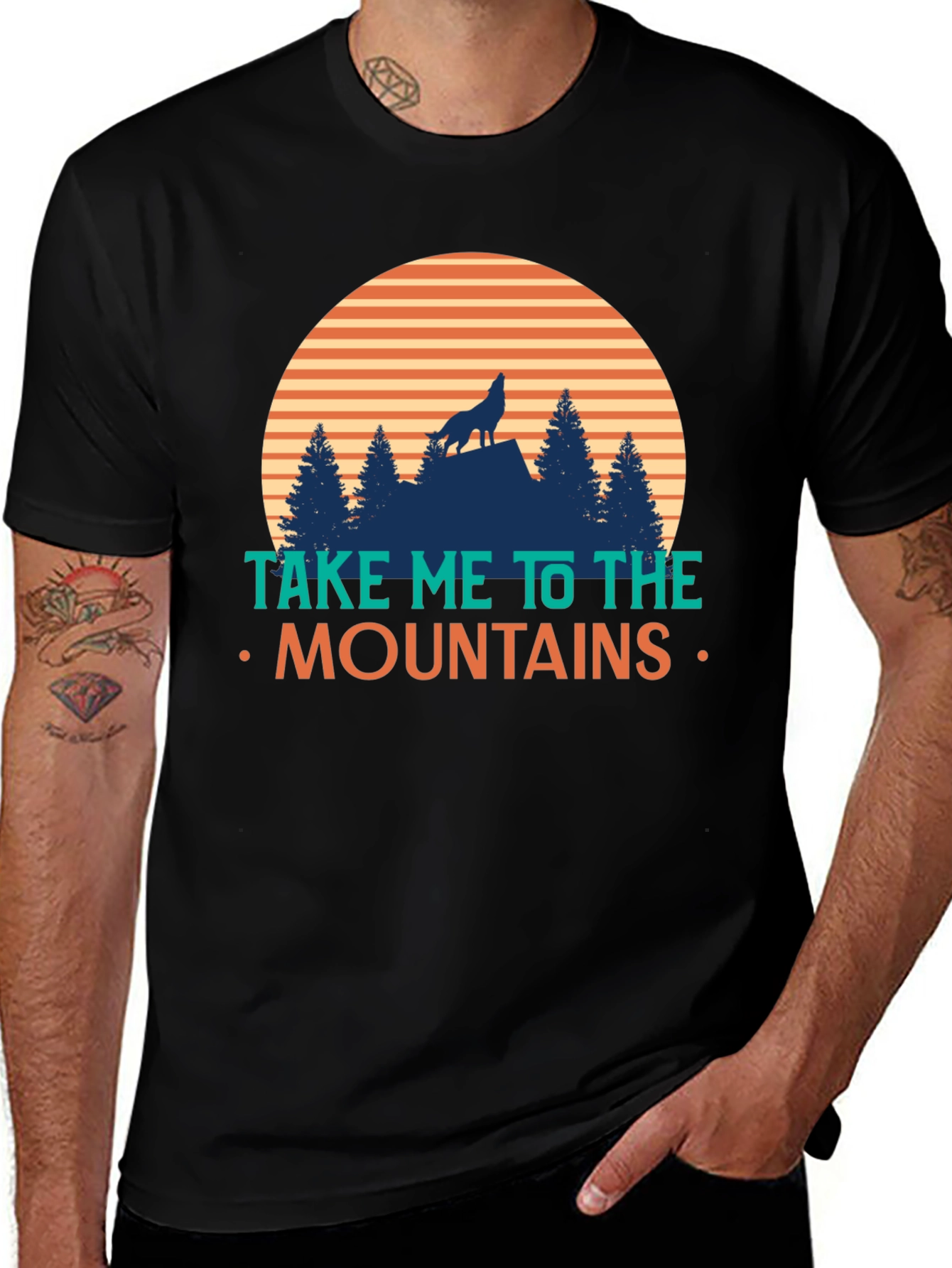 Take Me To The Mountains T-Shirt - Wolf Design