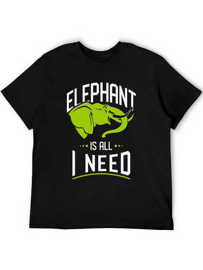 Elephant Is All I Need Black Graphic T-Shirt