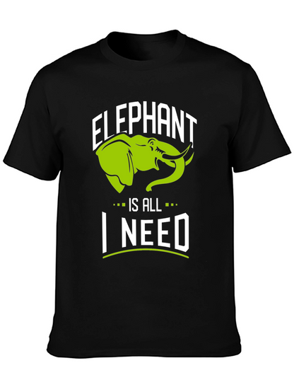 Elephant Is All I Need Black Graphic T-Shirt