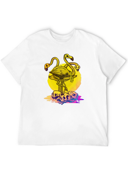 Flamingo Skull Graphic Tee - Mens Black T-Shirt