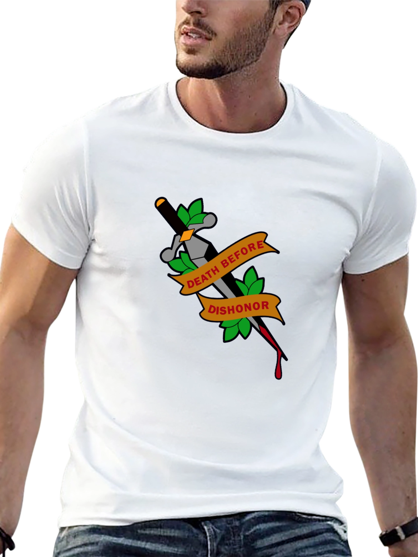 Death Before Dishonor Tattoo Style Graphic Tee