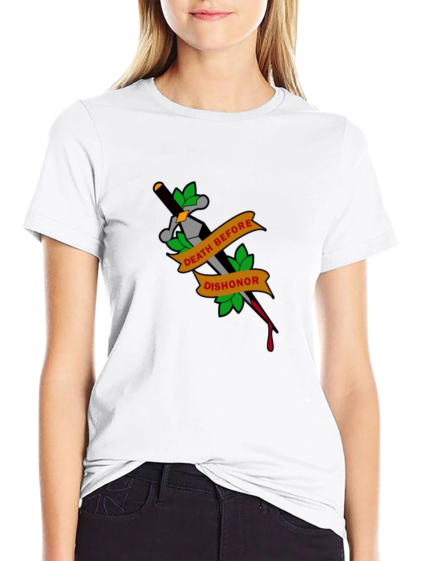 Death Before Dishonor Tattoo Style Graphic Tee