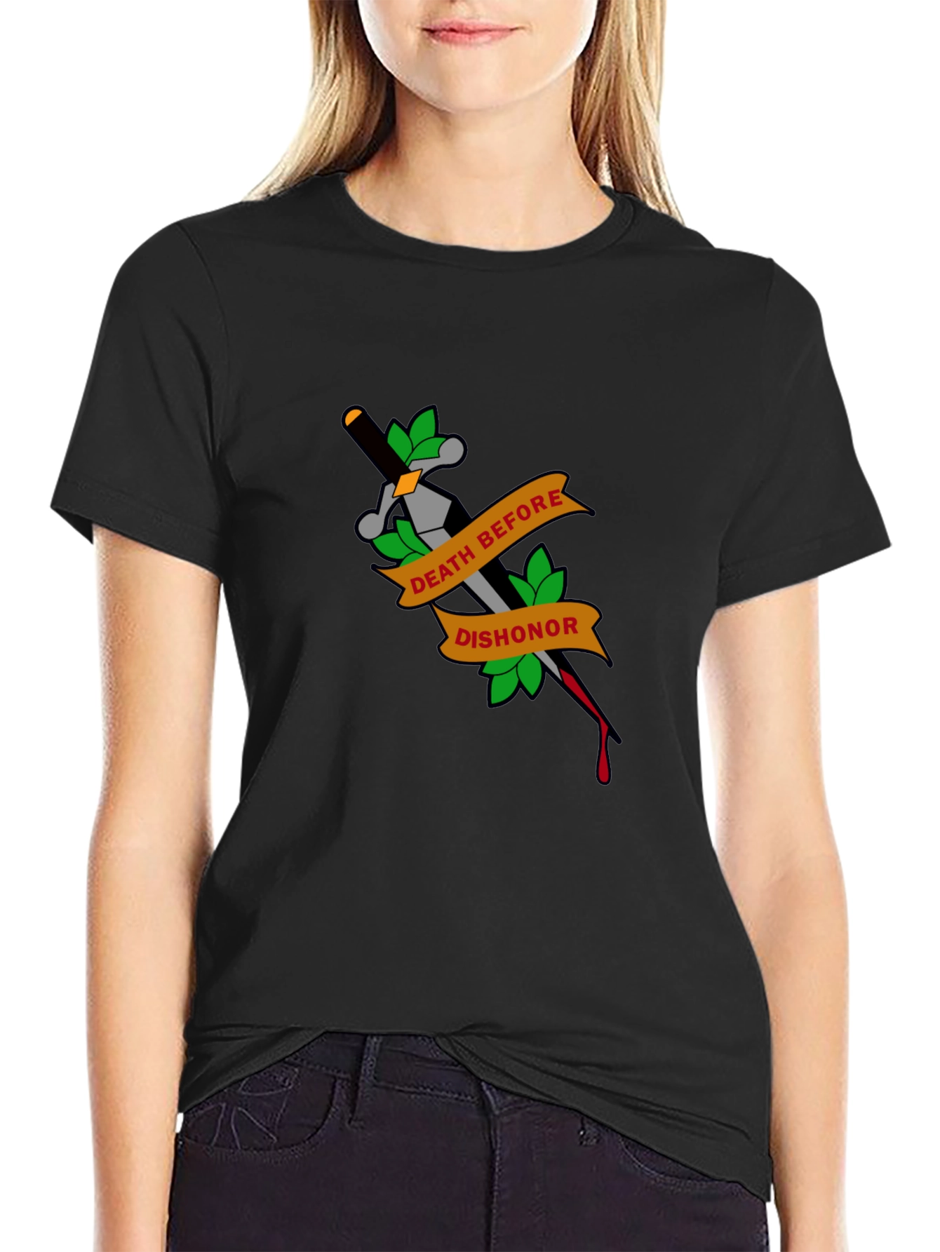 Death Before Dishonor Tattoo Style Graphic Tee