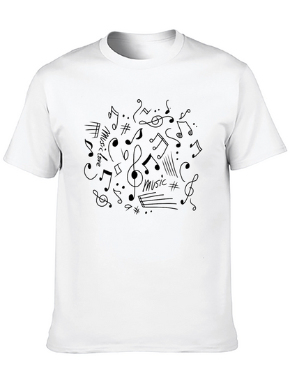 Music Notes Graphic Print Crew Neck T-Shirt