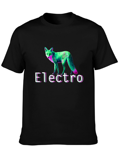 Electro Fox Graphic Tee - Stylish Black T-Shirt