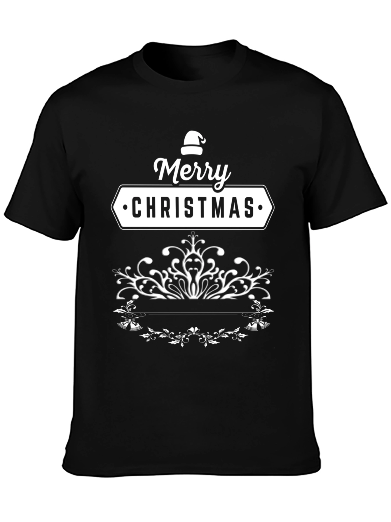 Merry Christmas Black T-Shirt Holiday Tee